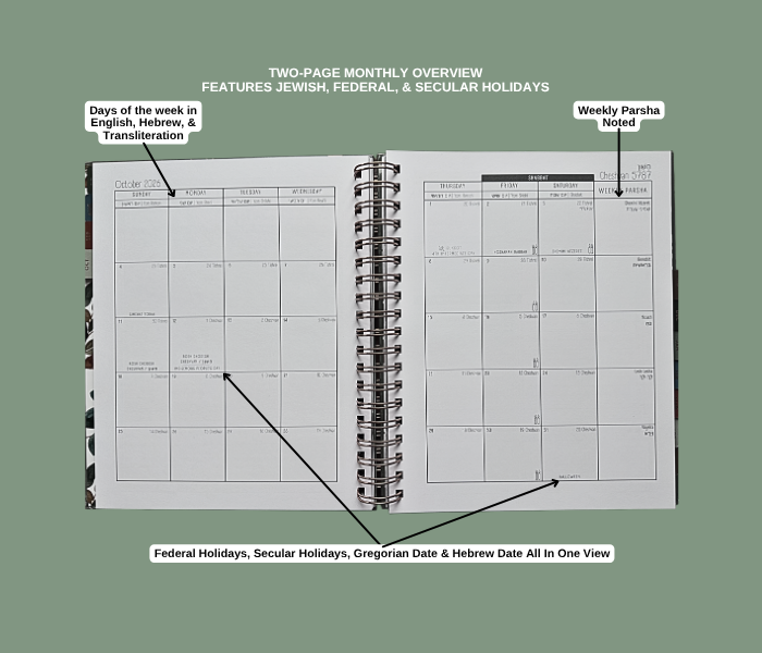 Monthly overview with Kabbalistic theme