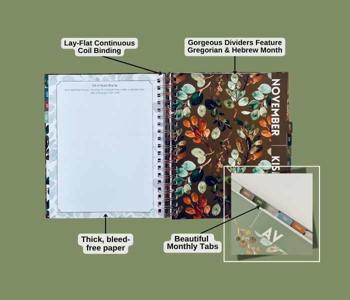 Printed tab dividers and month overviews
